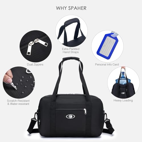 SPAHER Bolsa de viaje plegable de 20L para cabina de avión 40x20x25 5