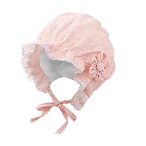 Baby Girl Bonnet Lace Brimmed Baby Hats Lovely Bonnet with Flowers Lacy Beanie Cap for Infant Newborn Toddler