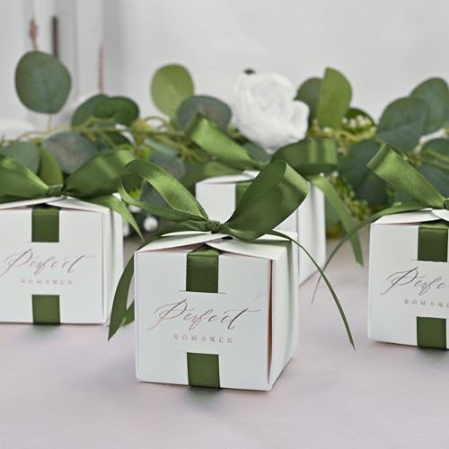 Image of Double Face Moss Satin Ribbon 1 /2 inch X 50 Yards Polyester Moss Ribbon for Gift Wrapping Very Suitable for Weddings Party Invitation Decorations and More