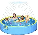 Yivsen Perfect Combination of Dog Pool and Splash Pad W79 X H12, Sturdyer Foldable Kiddie/Baby Hard Plastic Pools, Summer Swimming Bath Tubs for Kids/Dogs/Pet