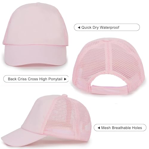 Utaly Low-Profile Toddler-Baseball-Hat Cotton Girls Baseball Cap Adjustable Trucker Hat for Kids Pink2