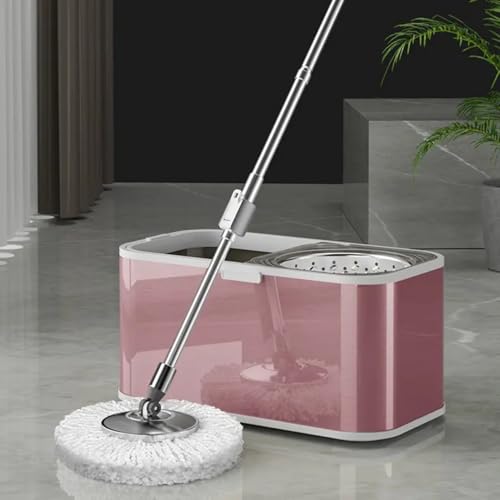 Image of Steel Bucket Mop (Purple) - 360 Spin Mop with Steel Bucket | Stainless Steel Mop Bucket for Floor Cleaning | Heavy Duty Self-Wringing Mop with Bucket | Easy Spin Mop and Bucket Set