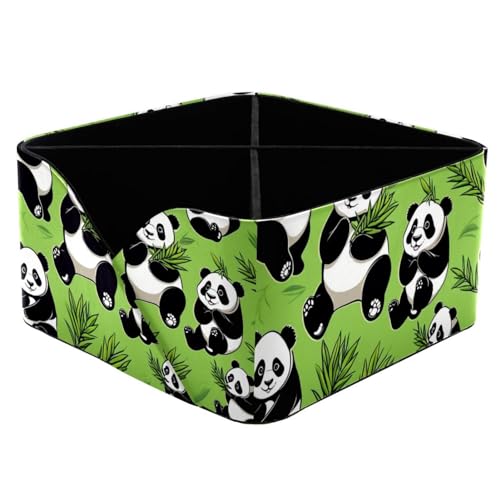 Porte-stylos rectangulaire panda vert : pot à crayons à 2 compartiments