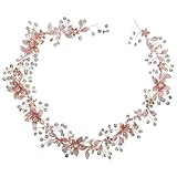 DEARMAMY Cinturón para Novia de Boda Flores de Cristal Hecho a Mano, Cinturón para Dama en Tela Pedrería en Color Oro Rosa, Accesorio Elegante para Vestidos Formales