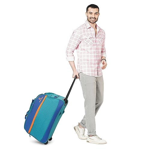 Image of Stony Brook by Nasher Miles Maze Polyester Medium 62 cm Teal Blue Wheel Duffel Bag for Travel | Duffle Bag with Trolley