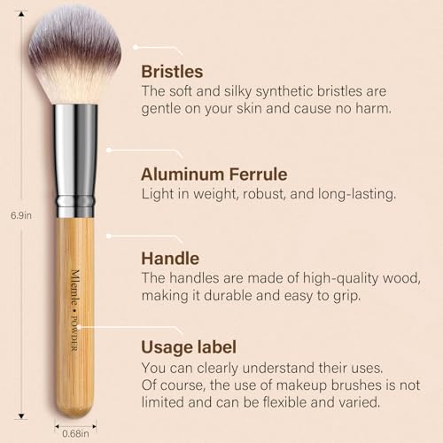 Makeup Brushes Set, Mlemle Professional 26 Pcs Makeup Kit, Include Concealers Powder Foundation Eye Blush shadows 21 Pcs Bamboo Makeup Brushes and 3 Makeup Sponge, 2 Powder Puff (A03) - Image 3