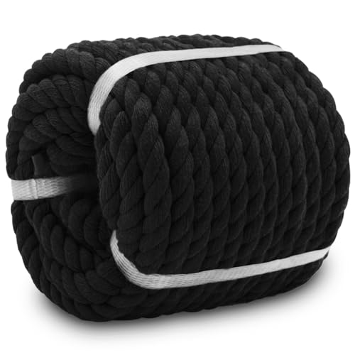 Cuerda de algodón negro de 1/2 pulgada, material natural premium 3