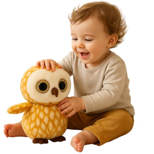 Image of Brown & White Owl Plush Soft Toy - 20cm Stuffed Animal | Cute & Cuddly Bird with Big Eyes for Kids | Birthday Gift