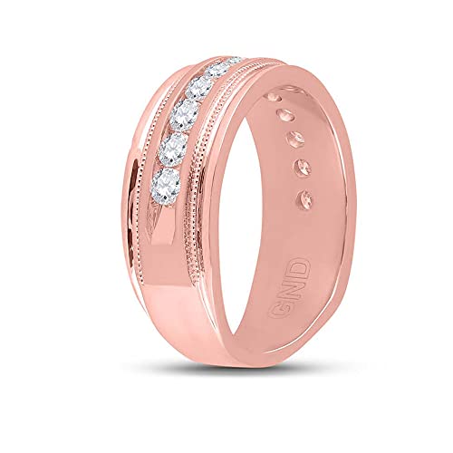 10kt Rose Gold Mens Round Diamond Wedding Single Row Band Ring 1 Cttw3