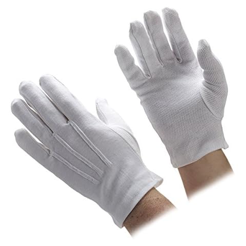 Beaded Cotton Parade Standard Length Gloves - White and Black (Medium, White) Cover