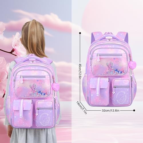 Schulrucksack Mädchen 2 3 4 5 6 Klasse Schulranzen 7 8 9 10 11 12 13 15 Jahre Kinderrucksack Schule Mädchen Teenager Rucksack Damen Tagesrucksack Schultaschen School Bags Casual Daypack Girls Backpack