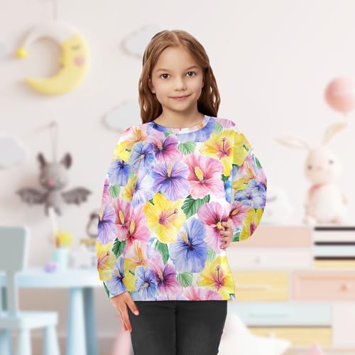 JUNZAN Hibiscus Syriacus Summer Flowers Little Kids Sweatshirts Hoodies Long Sleeve Tops Clothing Shirts Party 4T 5