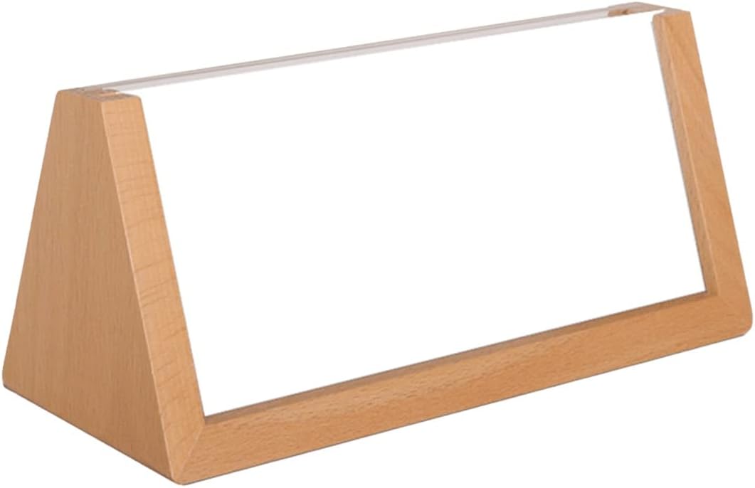 Photo Frame, Acrylic Table Sign with Wooden Stands, Tented Place Name Cards Holder for 200x88mm Card，Top Menu Display Signs，Table Sign for Table Numbers (Color : Beech)