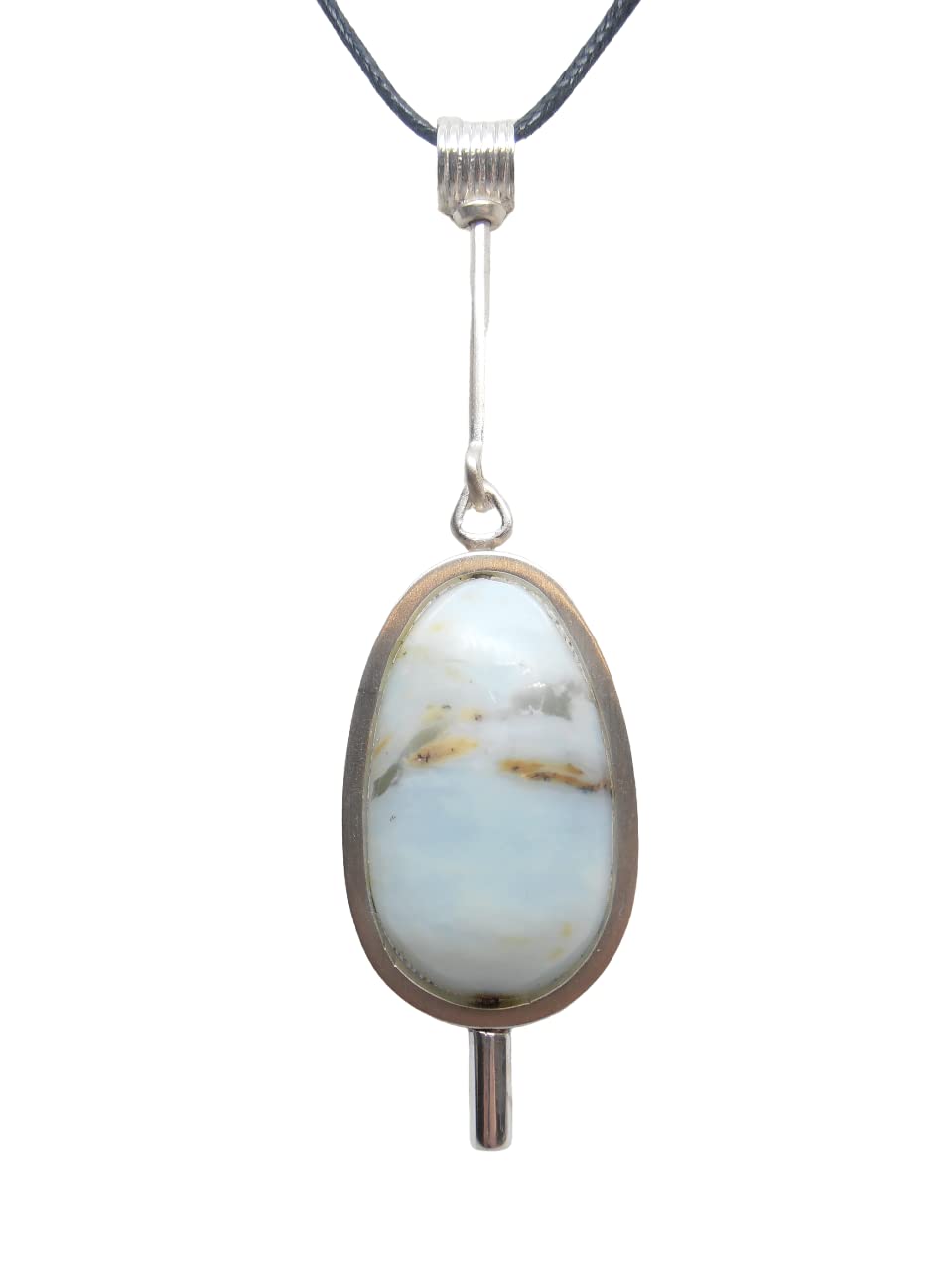 Pendentif opale naturelle et argent 925 haut de gamme avec ras-du-cou noir en pierre dure