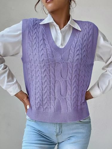 Image of Womens Sweater Vest Sleeveless Cotton Casual V Neck Pullover