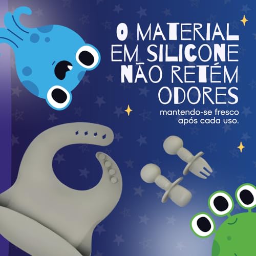 Conjunto de Alimentação para Bebês: 8 Peças de Silicone, Placa de Sucção - para uma Alimentação Segu