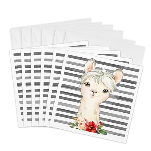 Cartes de vœux lama aquarelle 3dRose Gc_316291_1 lot de 6 blanc 15x15 cm