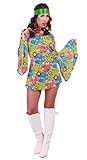 Lavable a mano Guirca Disfraz Adulta Hippie Flower T/42-44, Colores, L (89025)
