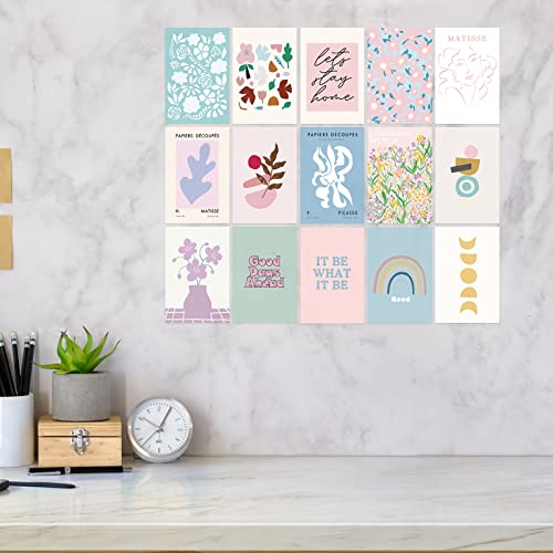 KQDRAVINE Wandcollagen Aesthetic Deko Poster Set, 50 Stk Boho Bilder Kit für Schlafzimmer Fotosammlung, Poster Vintage für Wohnheim, VSCO Wall Collage Wanddruck Kit Raumdekoration für Mädchen Teenager