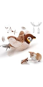 Amazon | LIFLIX 猫 おもちゃ 鳥 電動 タッチ起動 動くぬいぐるみ
