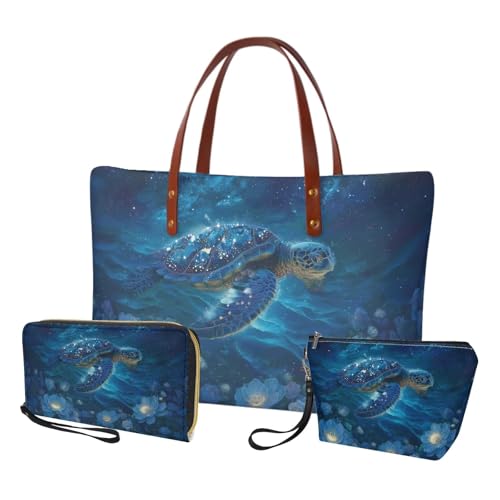 Image of Top Handle Purse for Women, Large Tote Handbag With PU Wallet Set, Gift for Mom
