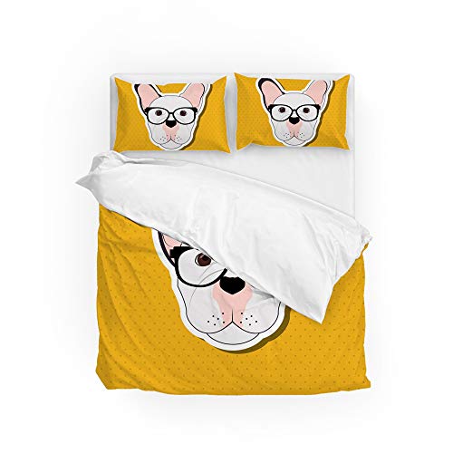 Parure de lit bouledogue français durable et résistant en microfibre de qualité - 2