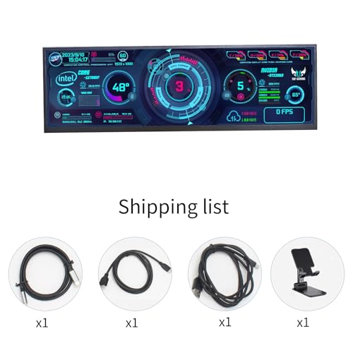 Image of 14.5Incn 2.5K Touchscrcen BarMontor,2550x720 IPS Portable CD Scrcen wth 10-Point Touch, 60 Rerteshn Rate.350nt Brightiness, USB C Drver Beard Yx25kK Tor DY Game PC (Black Shell)