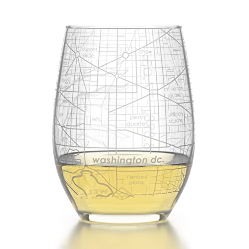 Well Told Engraved Washington Dc Map Stemless Wine Glass, Etched Wine Glass (15 Oz, Clear) City Map Wine Glass, Custom Wine Glass, Gifts For Wine Lovers #TOP1