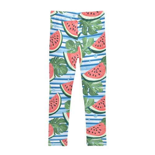 Wusikd Watermelon Girls' Leggings Toddler Doodles Leaves Kids Yoga Pants Dance Active Tights 4T2