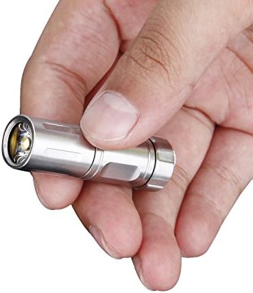 Keychain Flashlight VOLLSION MK-S Portable Mini USB Rechargeable EDC Led Flashlight 130 Lumens Cree XP-G2 USB Charging for Car Keychain Outdoor Camping Waterproof Torch Lamp (Stainless Steel)