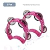 CashBeat 2-Pack Pink Handheld Tambourines with 4 Jingle Bells Each, Mini Plastic Half-Moon Percussion Instruments for Adults, School Music Class, Band and Party #3