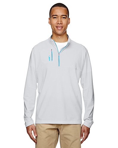 adidas Golf Puremotion Mixed Media Quarter-Zip, Small, CLR Onix/BR Cyan