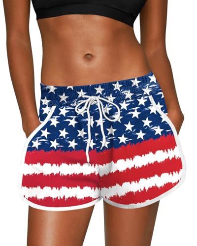 Image of For G and PL Women Summer Floral Beach Boardshorts with Pockets Swim Trunks