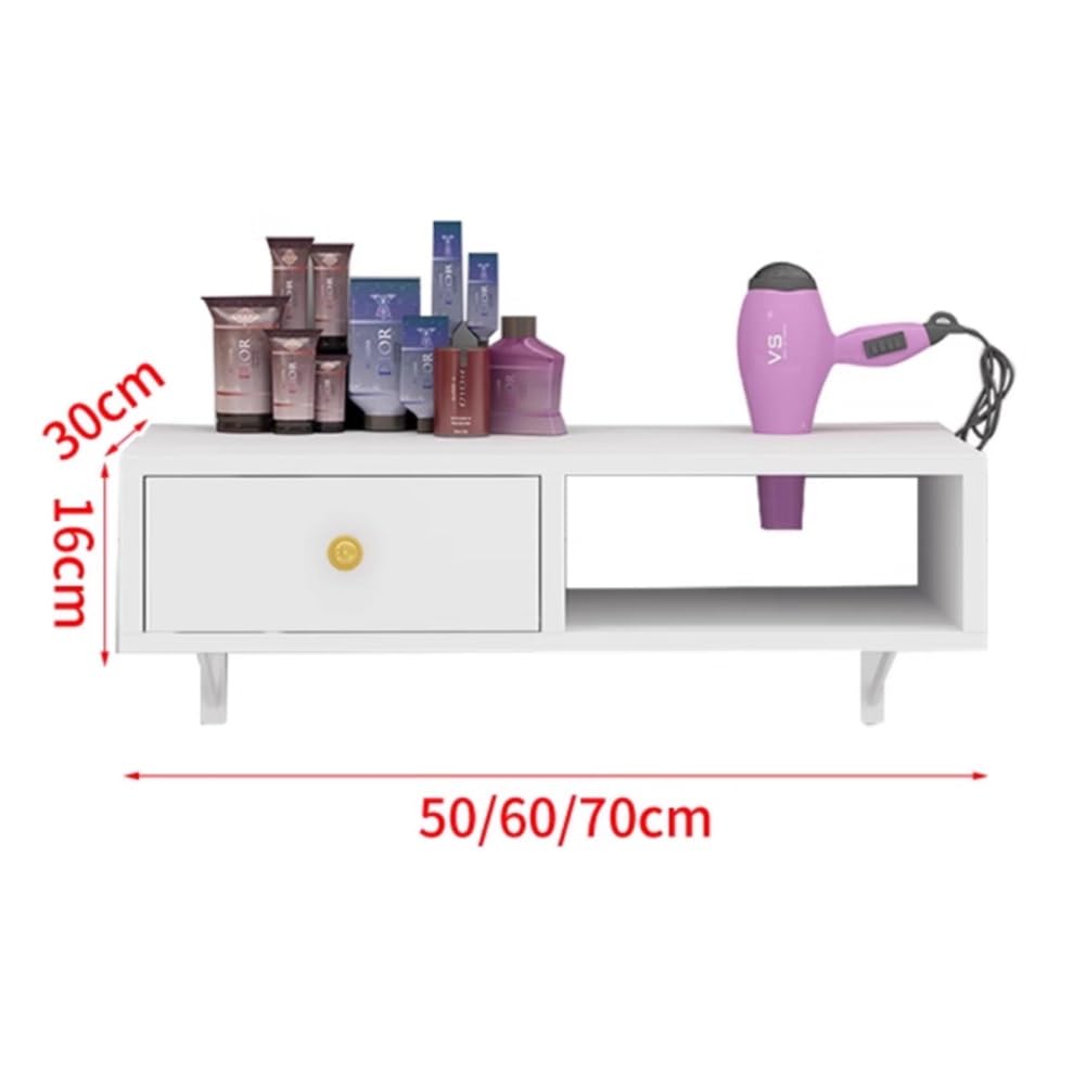 Estación de estilo de montaje en pared con cajón y soportes para secador de pelo para organización de salón y spa