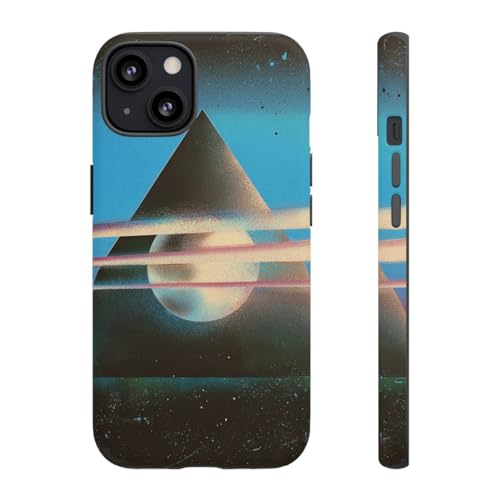 Coque iPhone 13 mate au design pyramide géométrique surréaliste noire