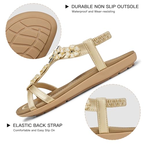 Image of SHIBEVER Dressy Flat Women Sandals: Comfortable Arch Support Womens Sandal