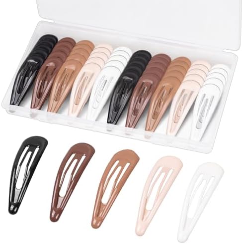 Gingbiss 50Pcs Snap Hair Clips for Women, 1.88 Inch Silicone Coating Classic Metal Hair Barrettes with Storage Case for Women Girls, No Slip Hair Accessories for Hair, 5 Assorted Colors