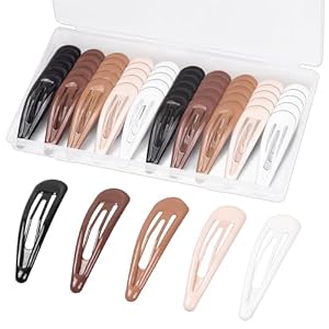 Gingbiss 50 Snap Hair Clips for Women – Silicone Coated Non-Slip Barrettes, 5 cm Metal Hair Accessories with Compact Case, 5 Colors (Women & Girls)