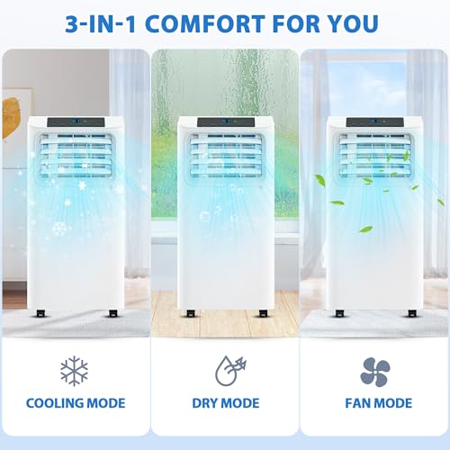 DOMANKI 10,000 BTU Portable Air Conditioners Cools up to 450 Sq. Ft, 3-in-1 Poratble Ac Units for Room with Dehumidifier & Fan, Sleep Mode 24h Timer, Remote Control & Window Installation Kit Included - Thumbnail 4