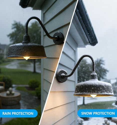 Image of JOESA 11 inch Black Outdoor Gooseneck Barn Lights, Weatherproof, 2-Pack