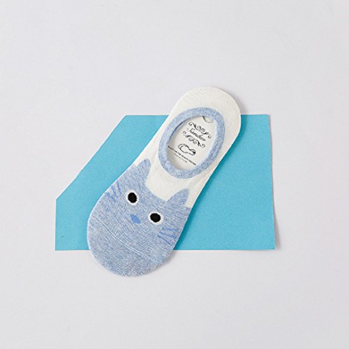 Yabina 5 Pairs Cute Cotton Cat No Show Socks For Women Quality Lge Heel Grip Non Slip #TOP5