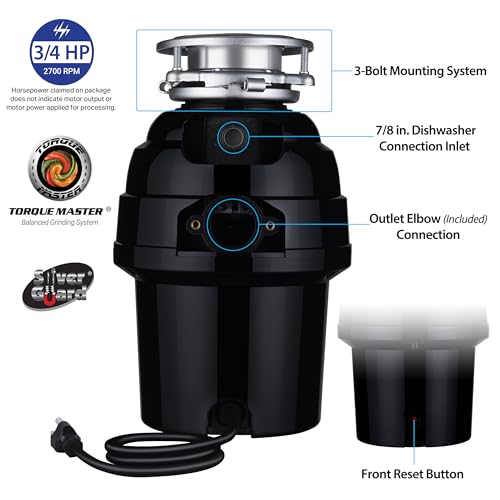 image for Waste Maid 10-US-WM-458-3B Garbage Disposal Anti-Jam Stainless Steel F