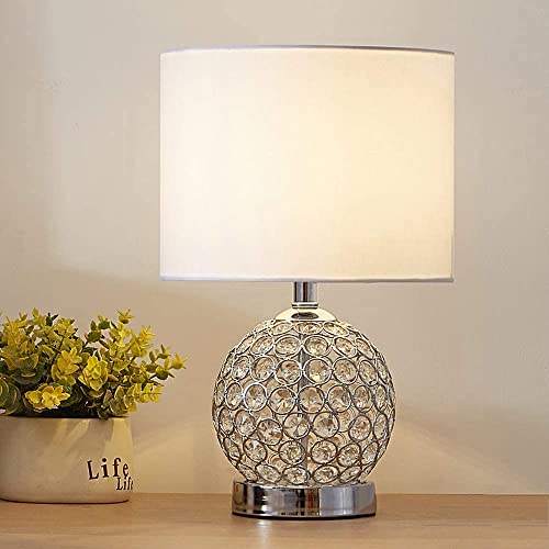 Sottae Classic Small Crystal Lamp Base Living Room Bedroom Table Lamp,Desk Lamp With White Fabric Shade #TOP10