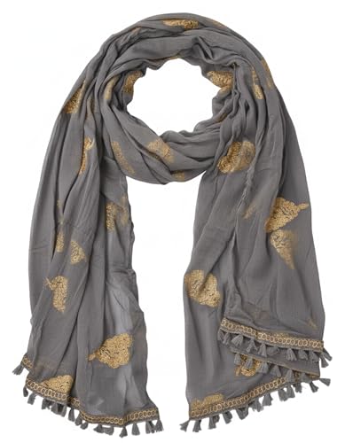 Image of YOUTHQUAKE Golden Patti Embroidered Work Chiffon Dupatta for Womens & Girls with Jaalar Lace