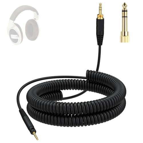 Zosvoses Cable en espiral HD598 compatible con auriculares Sennheiser HD599, HD598, HD579, HD569, HD558, HD518, cable de auriculares en espiral con adaptador de 6,35 mm, 5-10 pies