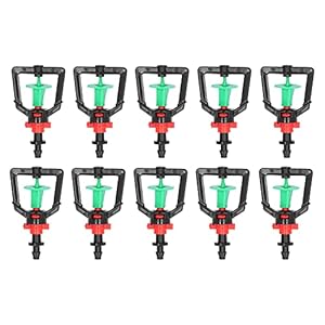 Gewächshaus Sprinkler Set, 360° Rotierende G-Typ Hängende Düse, 10 Stück, Mikrobewässerungssystem mit Brechungssprühdüse, 58mm, für Garten und Pflanzen, 6-8m Sprühbereich