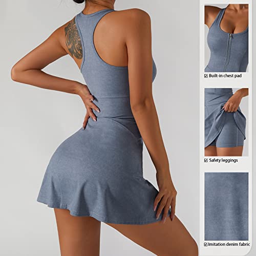 Vestido feminino esportivo colete verão imitação jeans esportes saia de tênis de uma peça roupas de