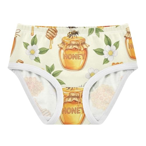 Toddler Girls Underwear 2t Cotton Panties for Girl Fun Undies Kids Briefs Cartoon Honeycomb Bees White Floral
