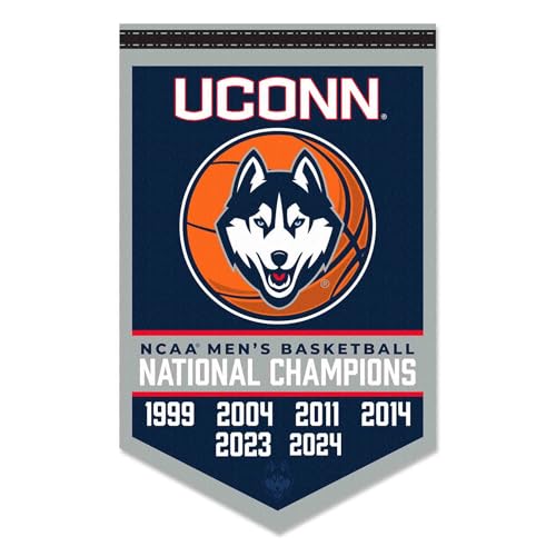 College Flags & Banners Co. Connecticut Huskies 6 Time 6X Basketball National Champions Banner