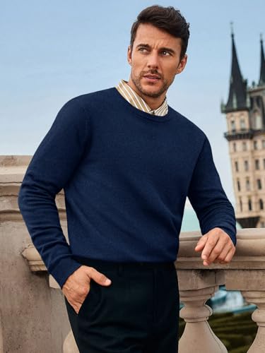 Image of Runcati Mens Crewneck Sweaters Casual Knit Lightweight Dress Sweater Long Sleeve Slim Fit Fall Winter Pullover